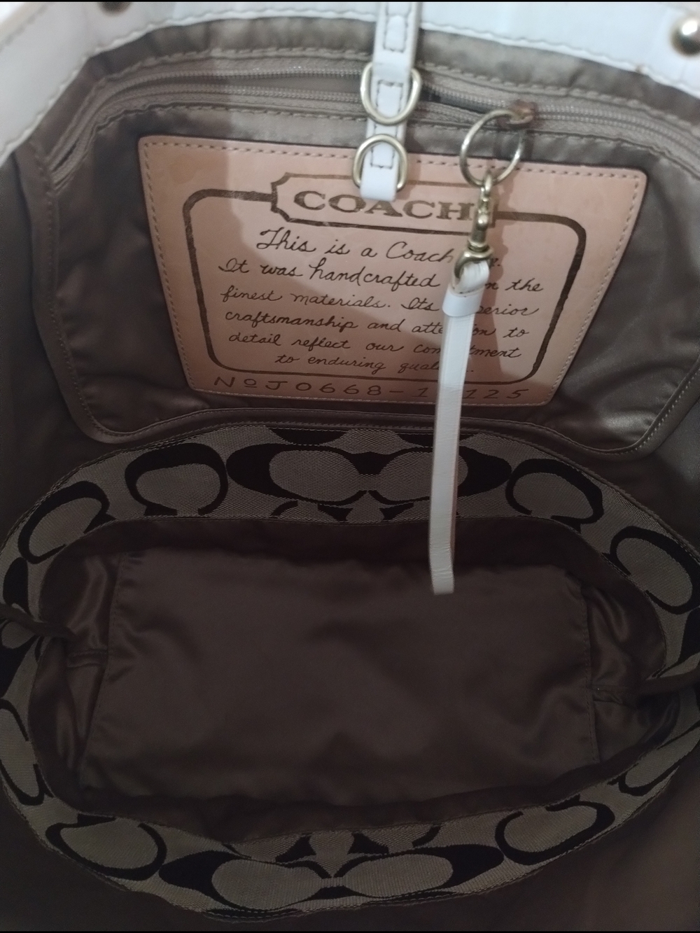 Coach Special Edition Signature Canvas Tote in Brown and Cream - Picture 7 of 9